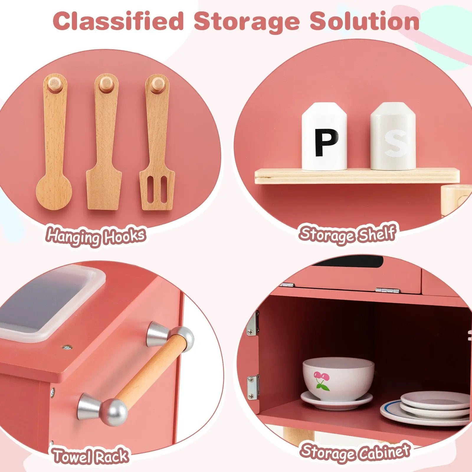 Play Kitchen for Kids Wooden Kitchen Playset with Stoves Faucet Sink Microwave and Oven by DirectDeals