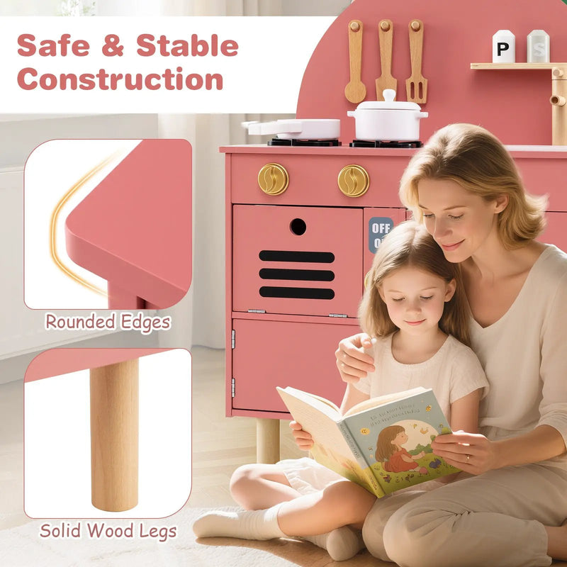 Play Kitchen for Kids Wooden Kitchen Playset with Stoves Faucet Sink Microwave and Oven by DirectDeals