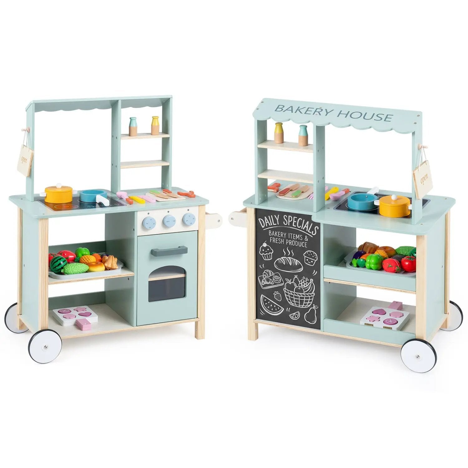 Wooden Kitchen Playset with Cookware Accessories by DirectDeals