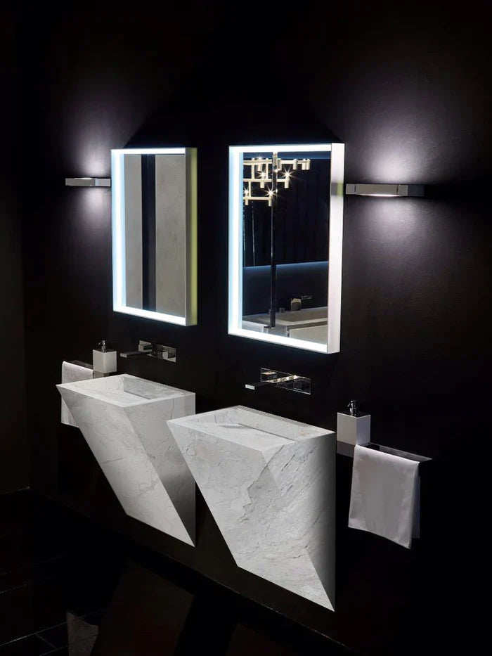 Polar White Marble Designer Triangle Sink Wall-mount Bathroom Sink (W)12" (L)18" (H)24" by GobekDesign
