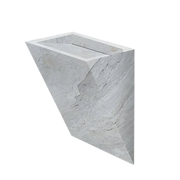 Polar White Marble Designer Triangle Sink Wall-mount Bathroom Sink (W)12" (L)18" (H)24" by GobekDesign