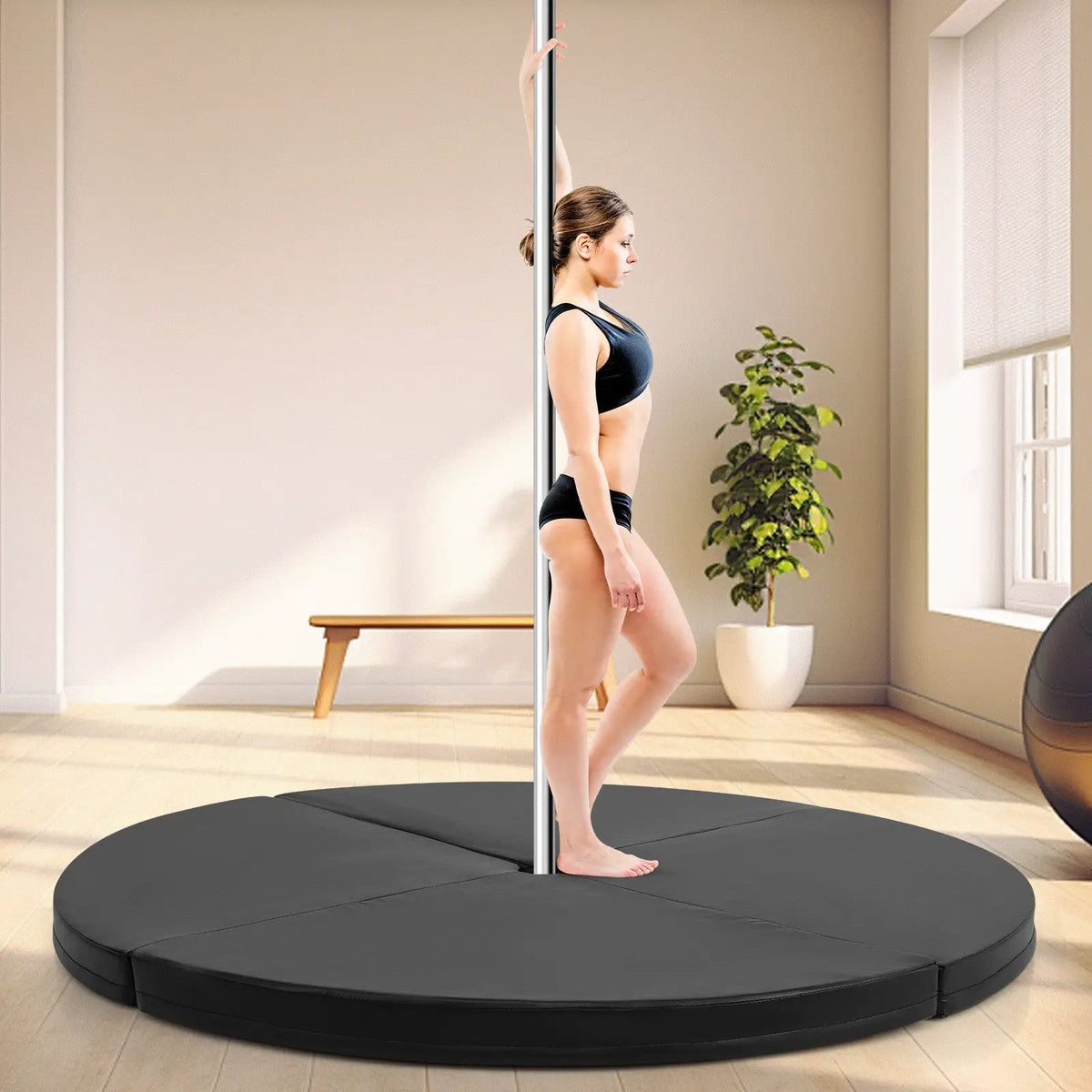 Pole Dance Crash Mat Round Portable Yoga Mat with EPE Foam by DirectDeals