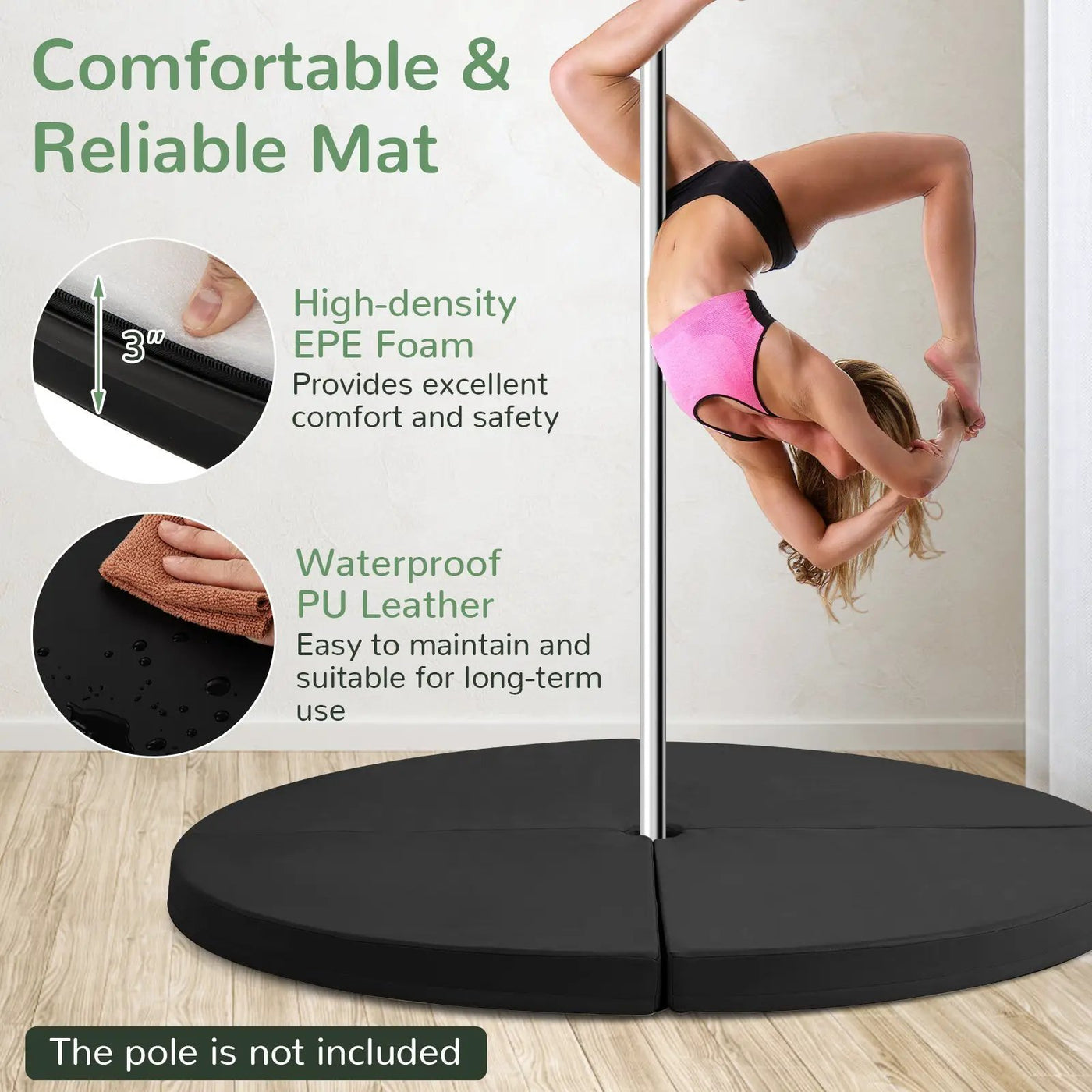Pole Dance Crash Mat Round Portable Yoga Mat with EPE Foam by DirectDeals