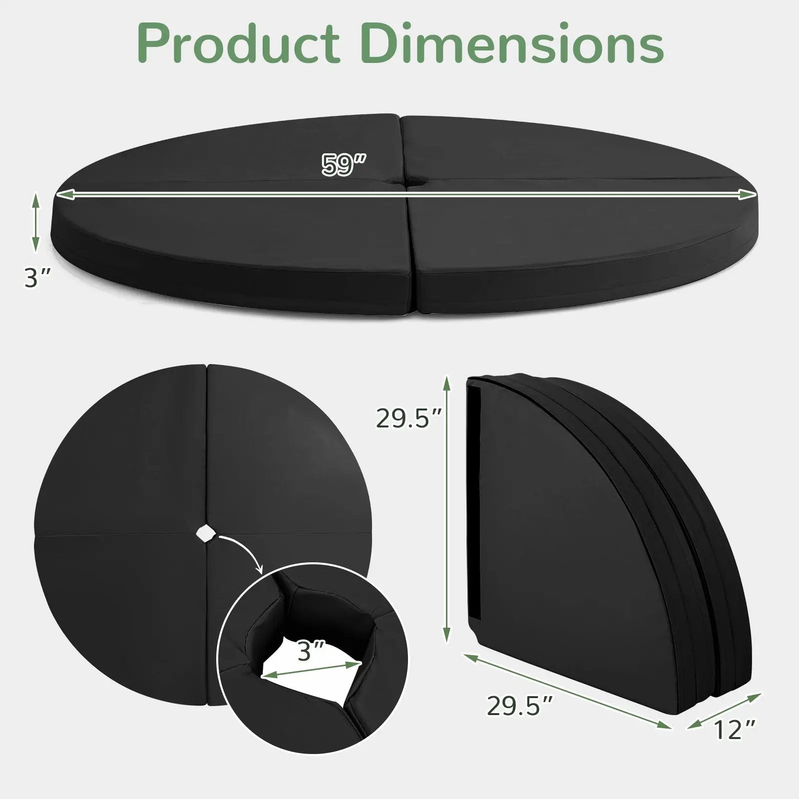 Pole Dance Crash Mat Round Portable Yoga Mat with EPE Foam by DirectDeals