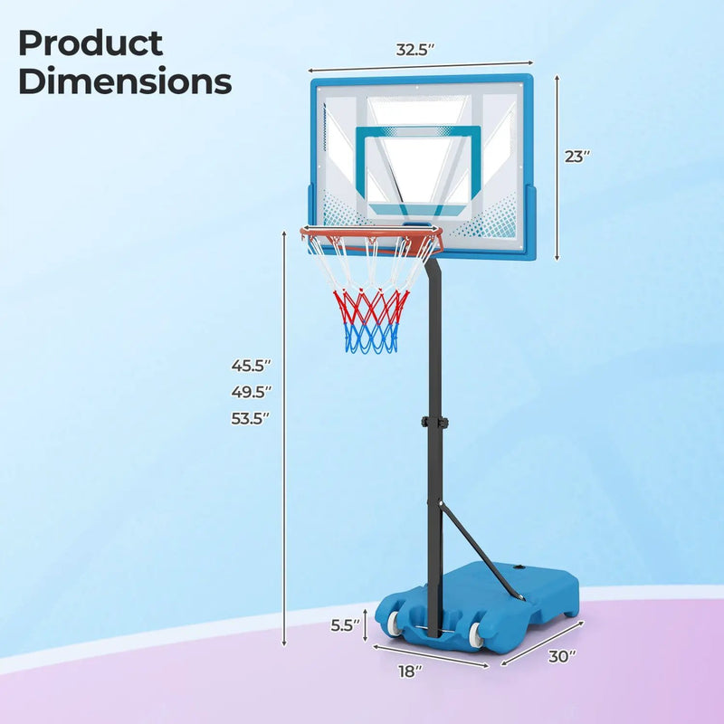 Pool Basketball Hoop with Adjustable Height and Weighted Base by DirectDeals