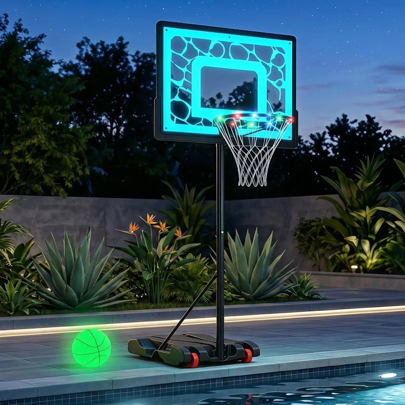 Adjustable Pool Basketball Hoop with LED Lights by DirectDeals