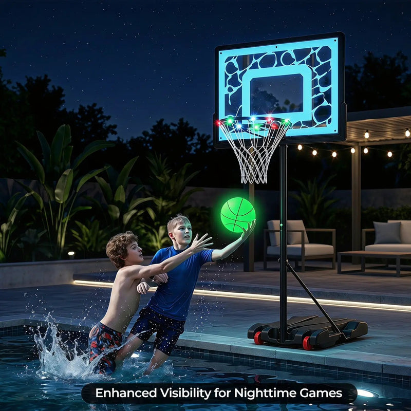 Adjustable Pool Basketball Hoop with LED Lights by DirectDeals