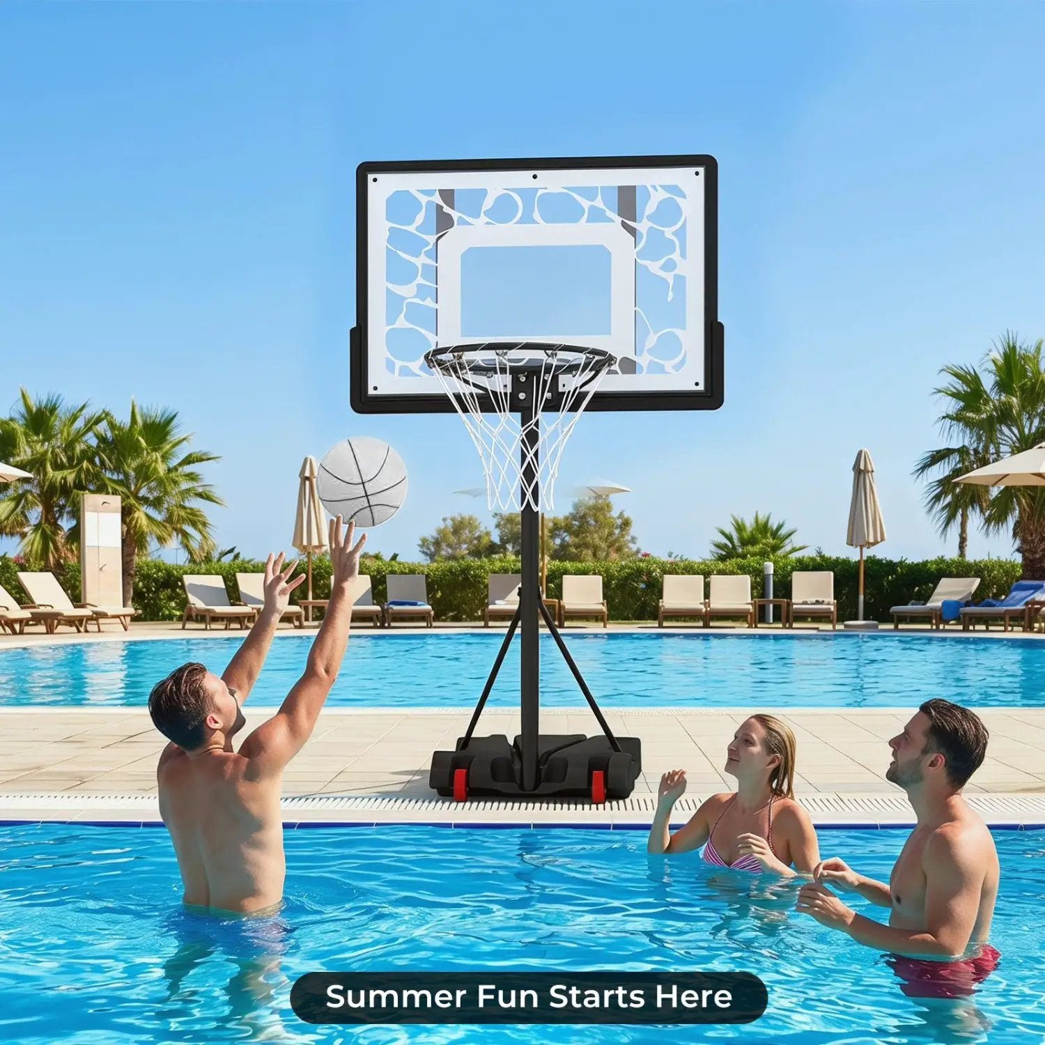 Adjustable Pool Basketball Hoop with LED Lights by DirectDeals