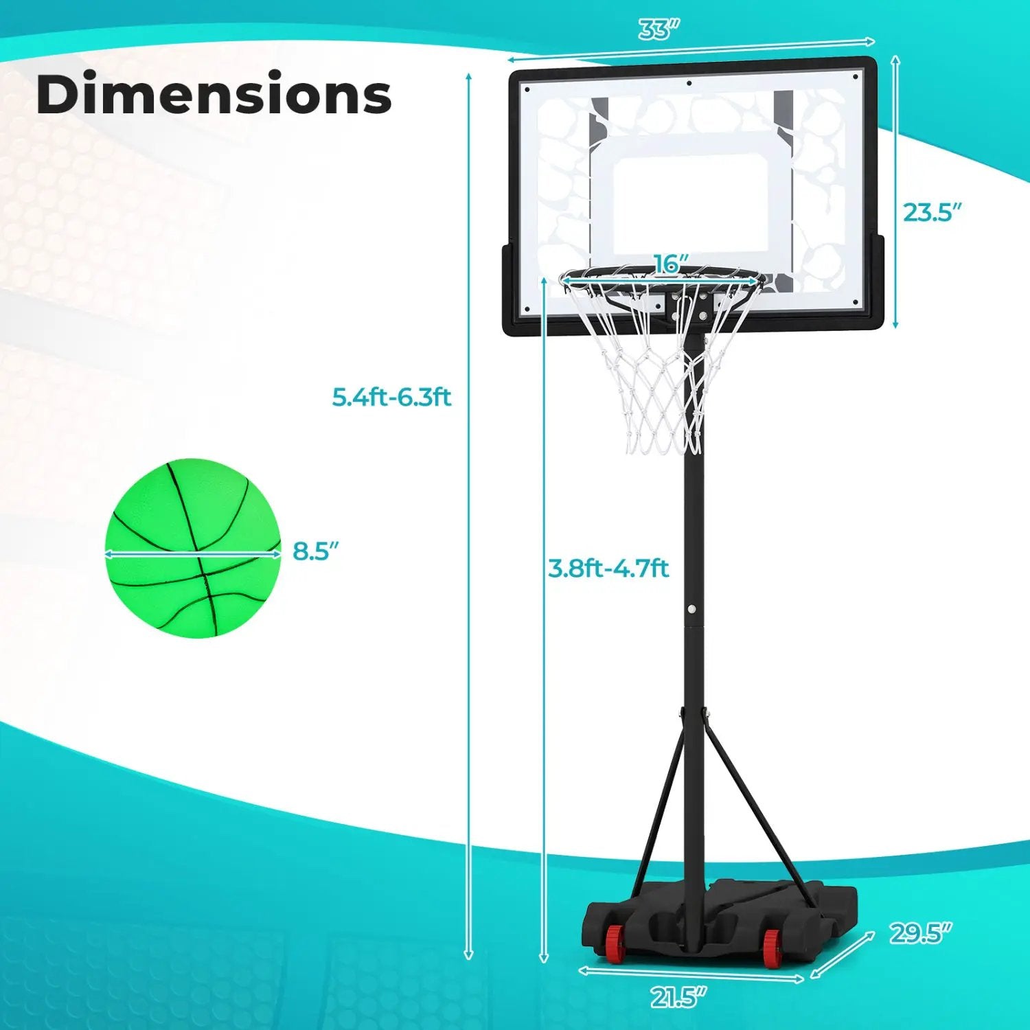 Adjustable Pool Basketball Hoop with LED Lights by DirectDeals