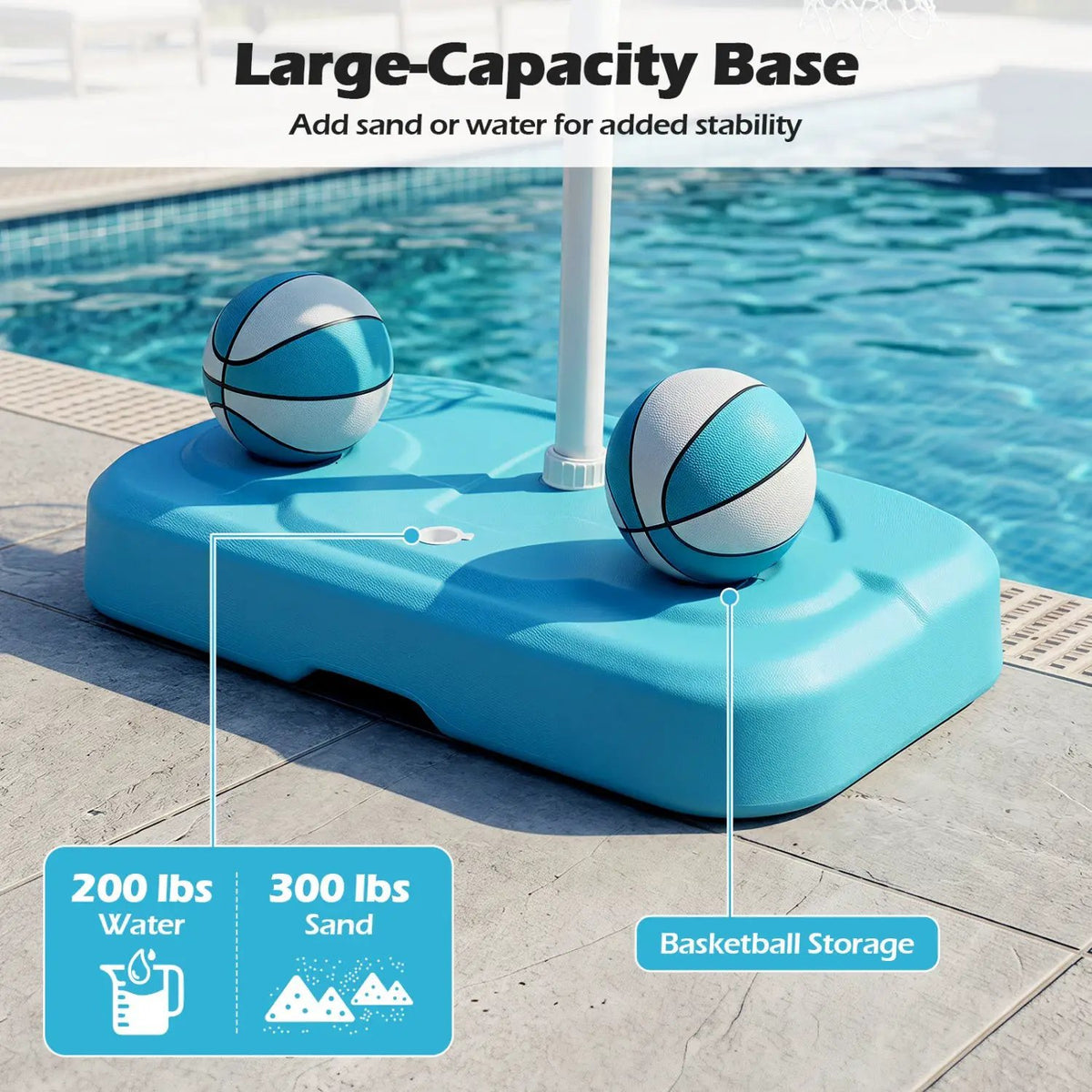 Pool Basketball Hoop Set with 2 Balls and Pump by DirectDeals