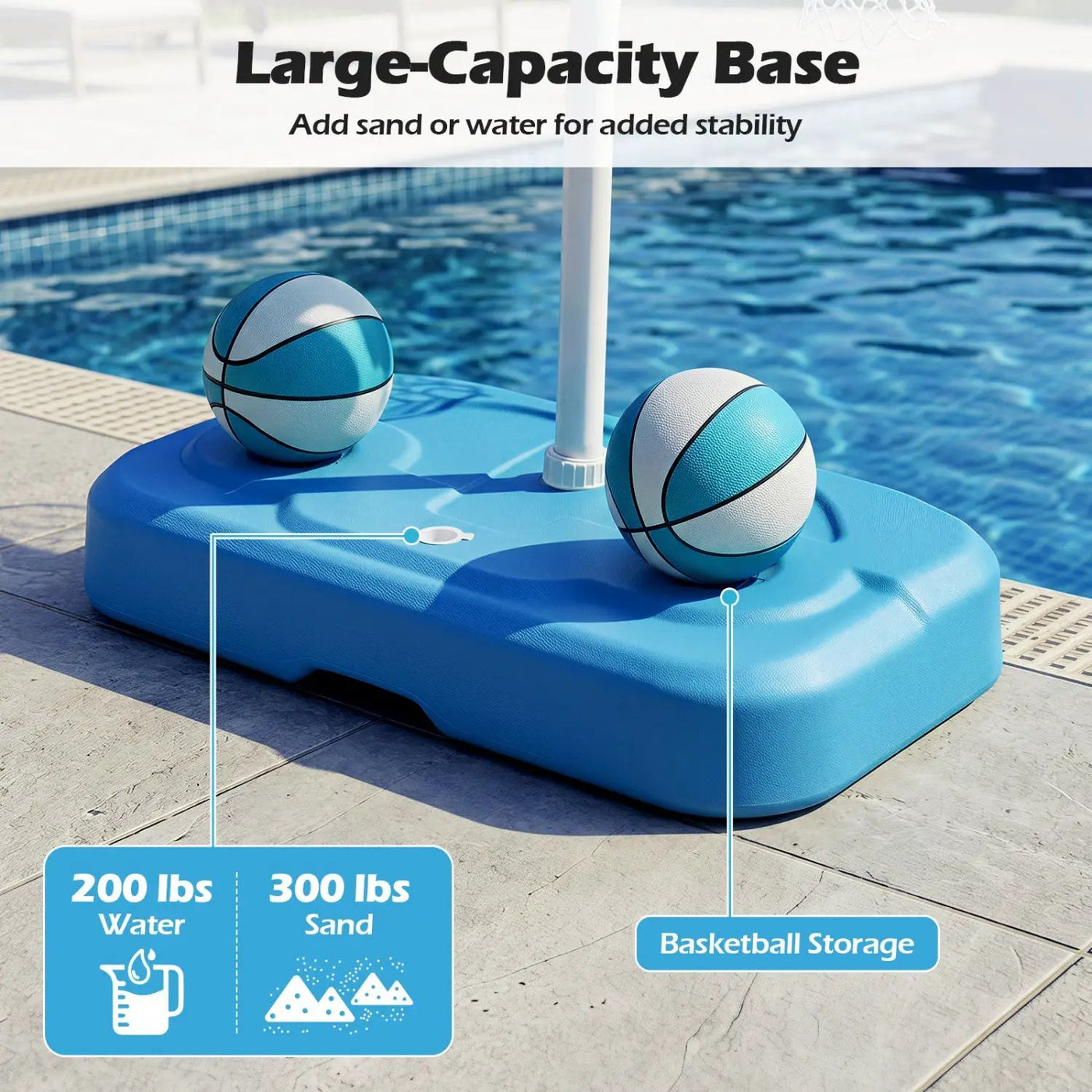 Pool Basketball Hoop Set with 2 Balls and Pump by DirectDeals