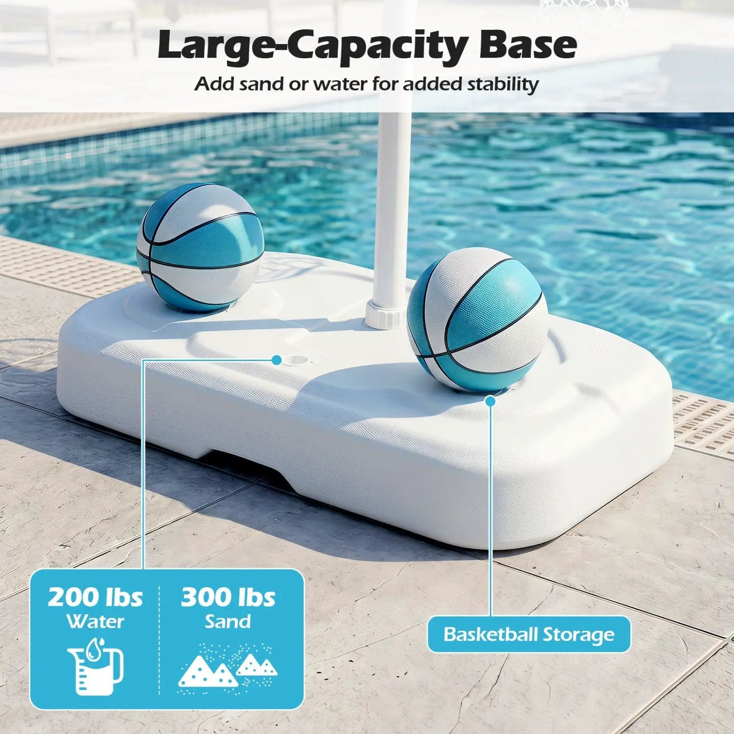Pool Basketball Hoop Set with 2 Balls and Pump by DirectDeals