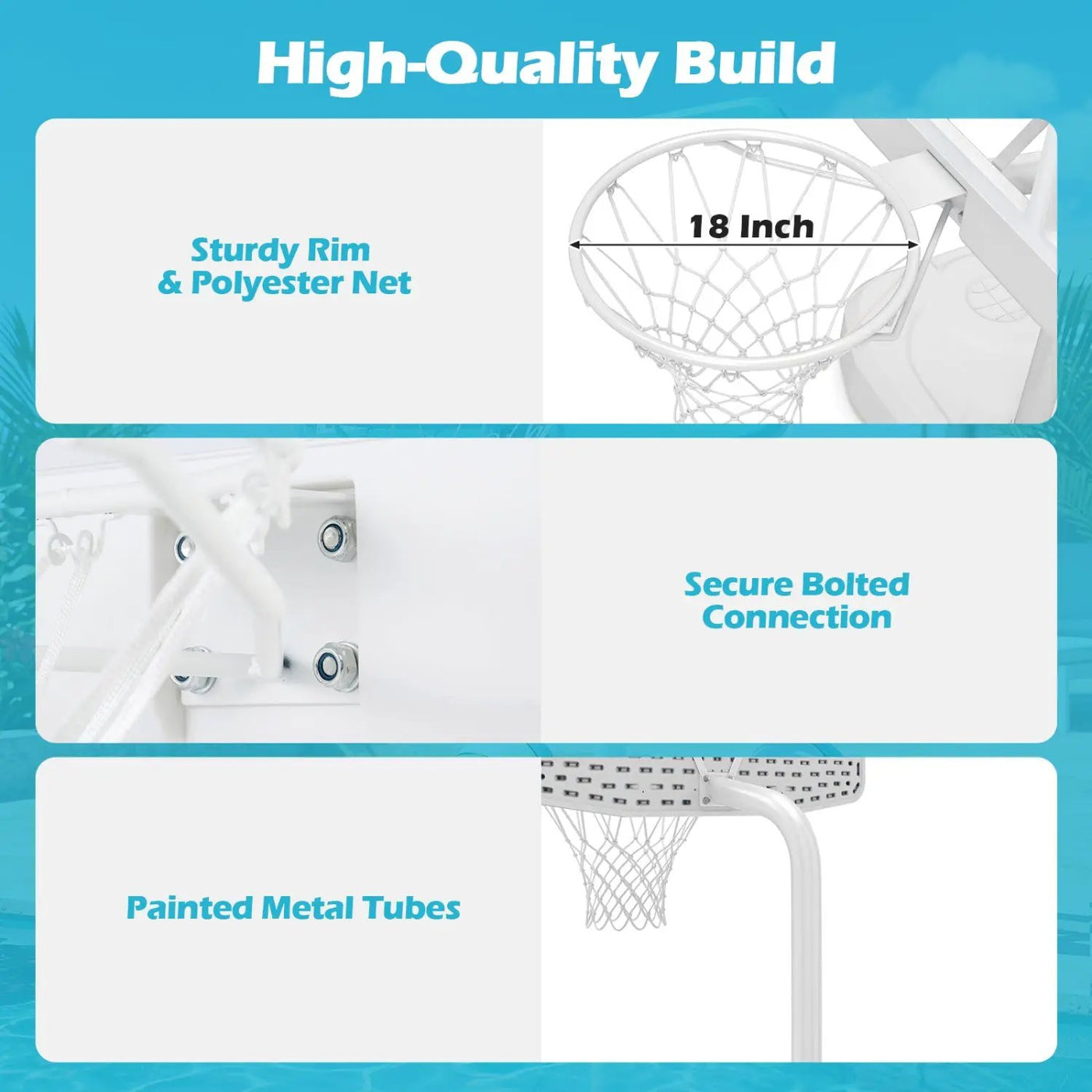 Pool Basketball Hoop Set with 2 Balls and Pump by DirectDeals