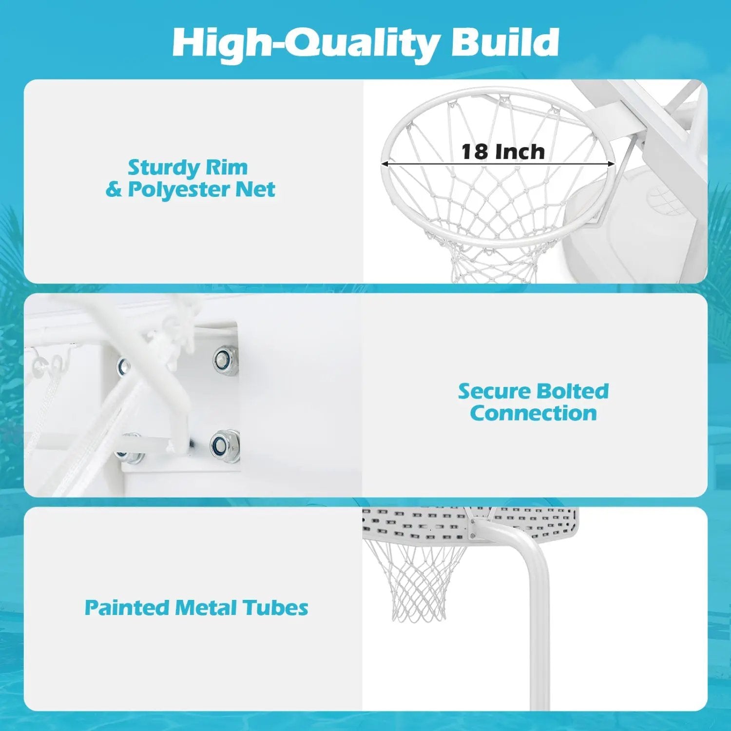 Pool Basketball Hoop Set with 2 Balls and Pump by DirectDeals
