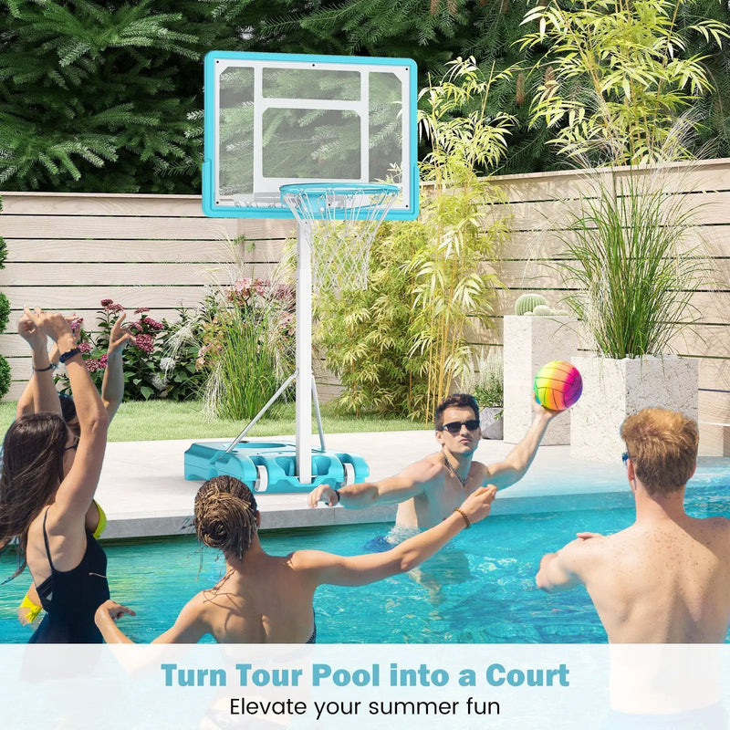 Pool Basketball Hoop Poolside Portable Basketball Goal with Shatterproof Backboard-White by DirectDeals