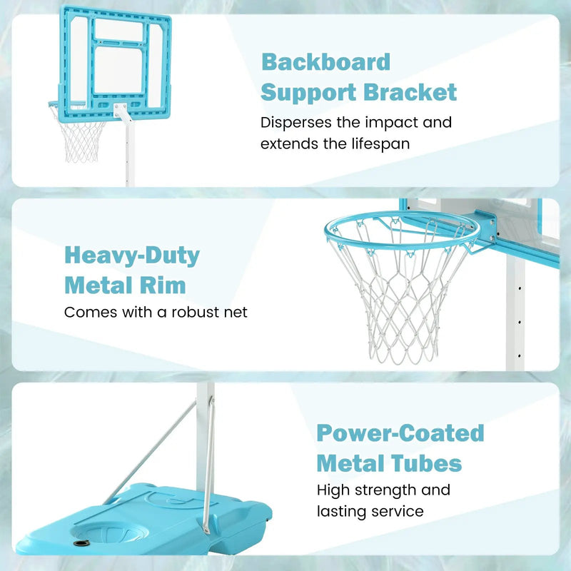 Pool Basketball Hoop Poolside Portable Basketball Goal with Shatterproof Backboard-White by DirectDeals