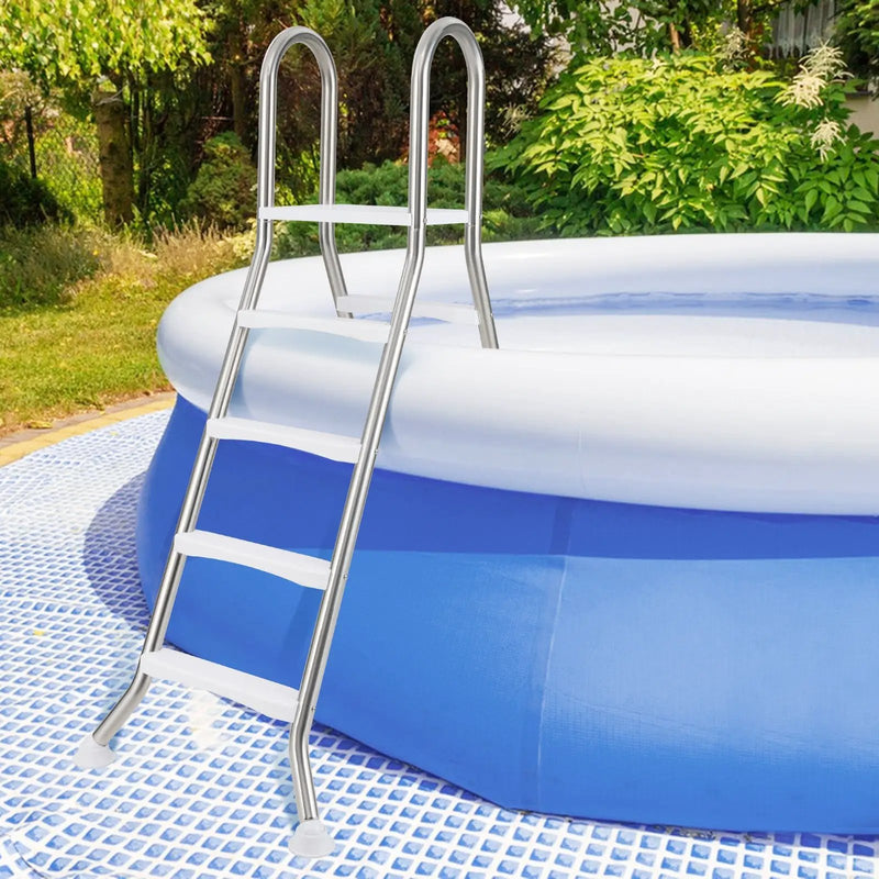 75.6" Above Ground Pool Ladder A-Frame Swimming Pool 4-Step Ladder for Up to 55" Pool Wall Height by DirectDeals