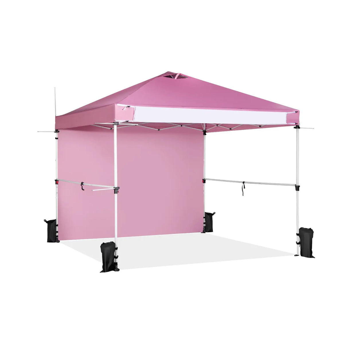 10 x 10 Feet Foldable Commercial Pop-up Canopy with Roller Bag and Banner Strip by DirectDeals