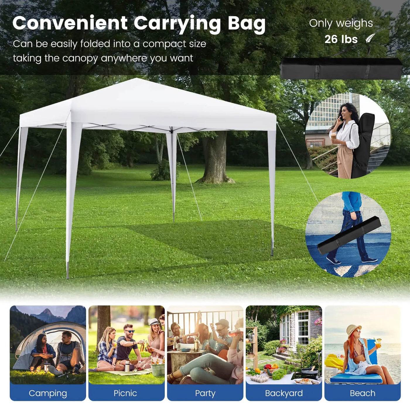 10 x 10 Feet Outdoor Pop-up Patio Canopy for Beach and Camp by DirectDeals