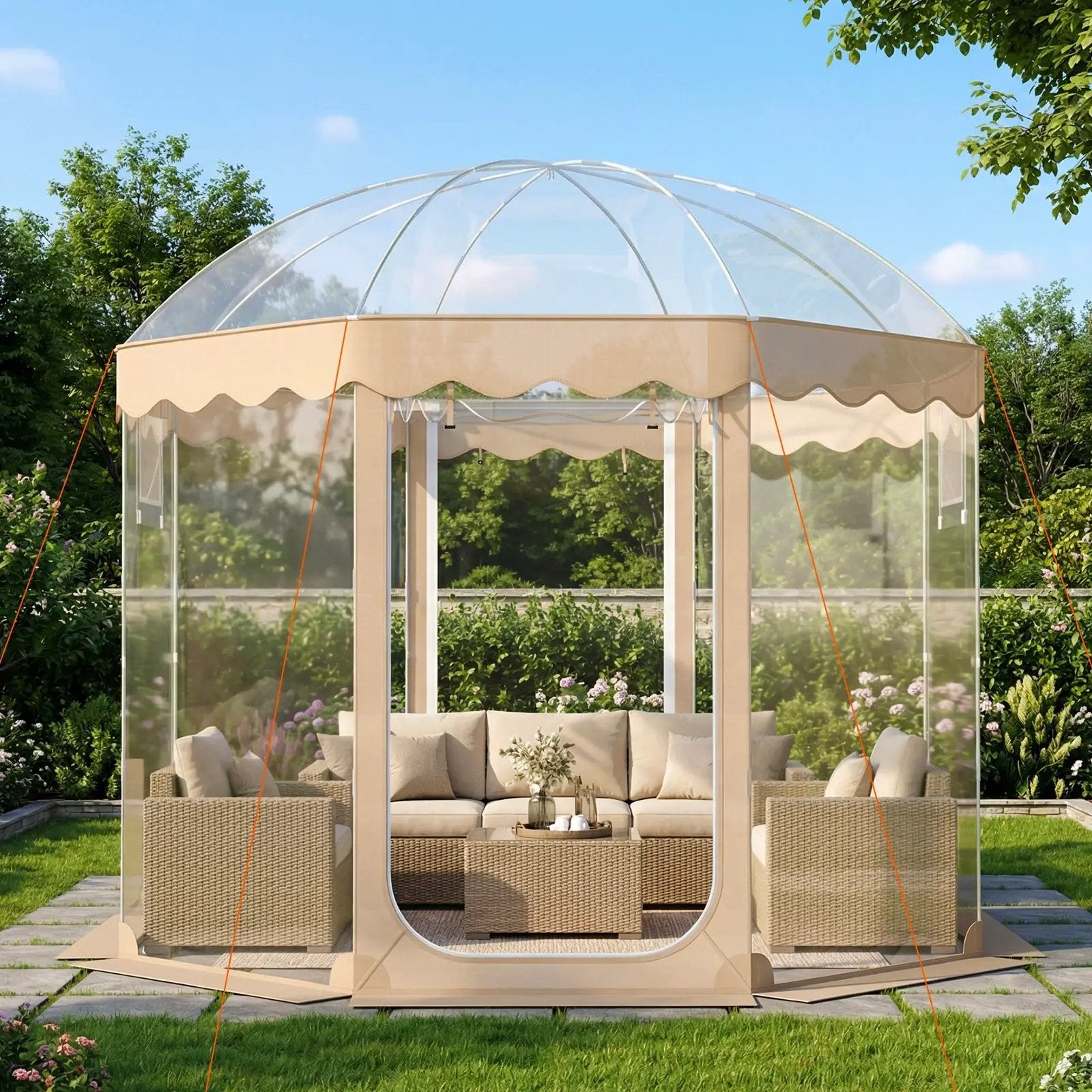 Pop Up Bubble Tent 10x10 FT for 8-10 People Weatherproof Pod with 540¬∞ Panoramic Clear PVC by DirectDeals