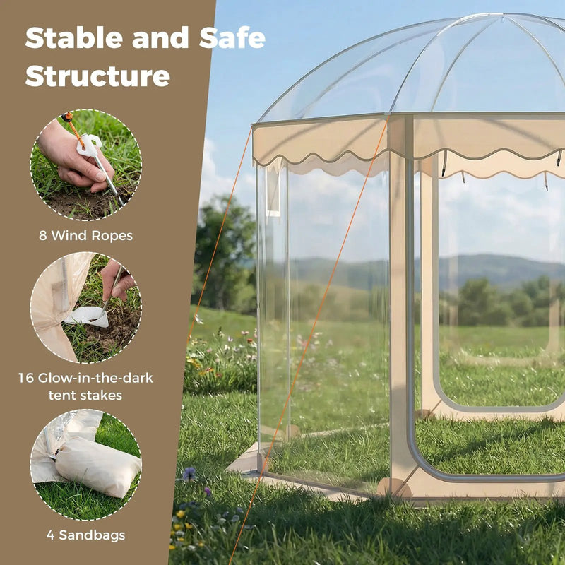 Pop Up Bubble Tent 10x10 FT for 8-10 People Weatherproof Pod with 540¬∞ Panoramic Clear PVC by DirectDeals