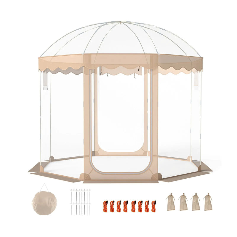 Pop Up Bubble Tent 10x10 FT for 8-10 People Weatherproof Pod with 540¬∞ Panoramic Clear PVC by DirectDeals