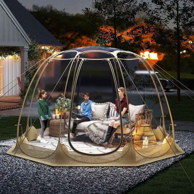 Pop Up Bubble Tent 630¬∞ Transparent PVC Igloo 8.5 x 8.5 FT Instant Setup Screen House for 5-6 People-Beige by DirectDeals