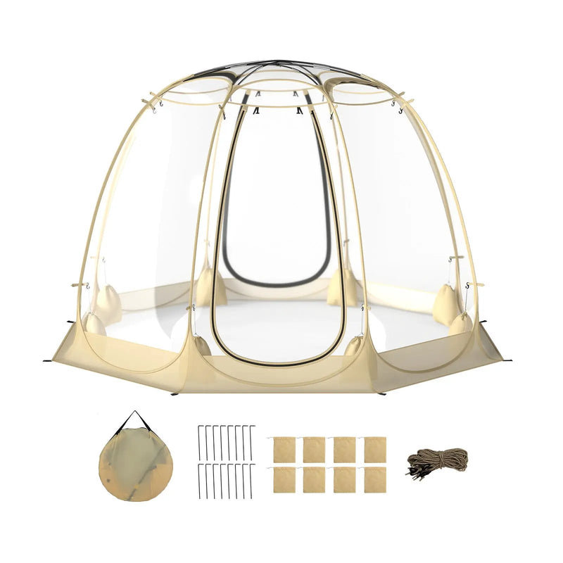 Pop Up Bubble Tent 630¬∞ Transparent PVC Igloo 8.5 x 8.5 FT Instant Setup Screen House for 5-6 People-Beige by DirectDeals