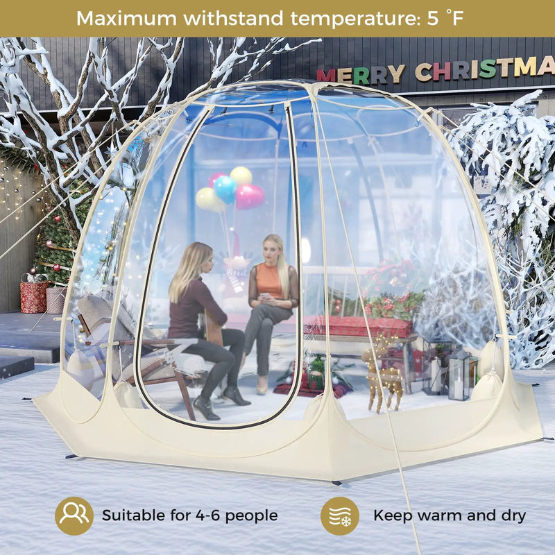 Pop Up Bubble Tent 630¬∞ Transparent PVC Igloo 8.5 x 8.5 FT Instant Setup Screen House for 5-6 People-Beige by DirectDeals