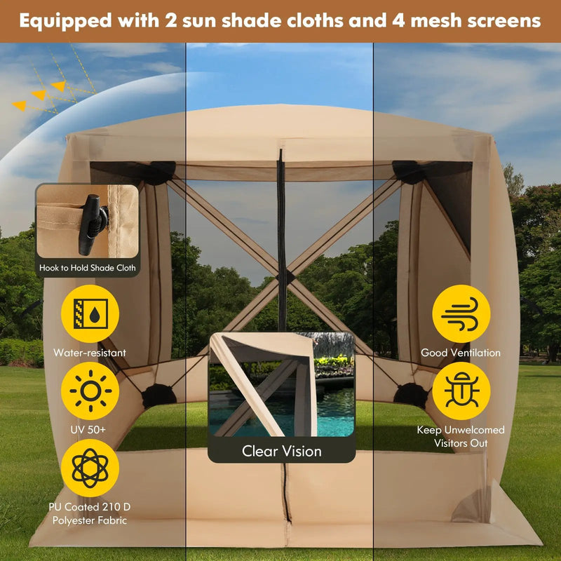 6.7 x 6.7 Feet Pop Up Gazebo with Netting and Carry Bag by DirectDeals