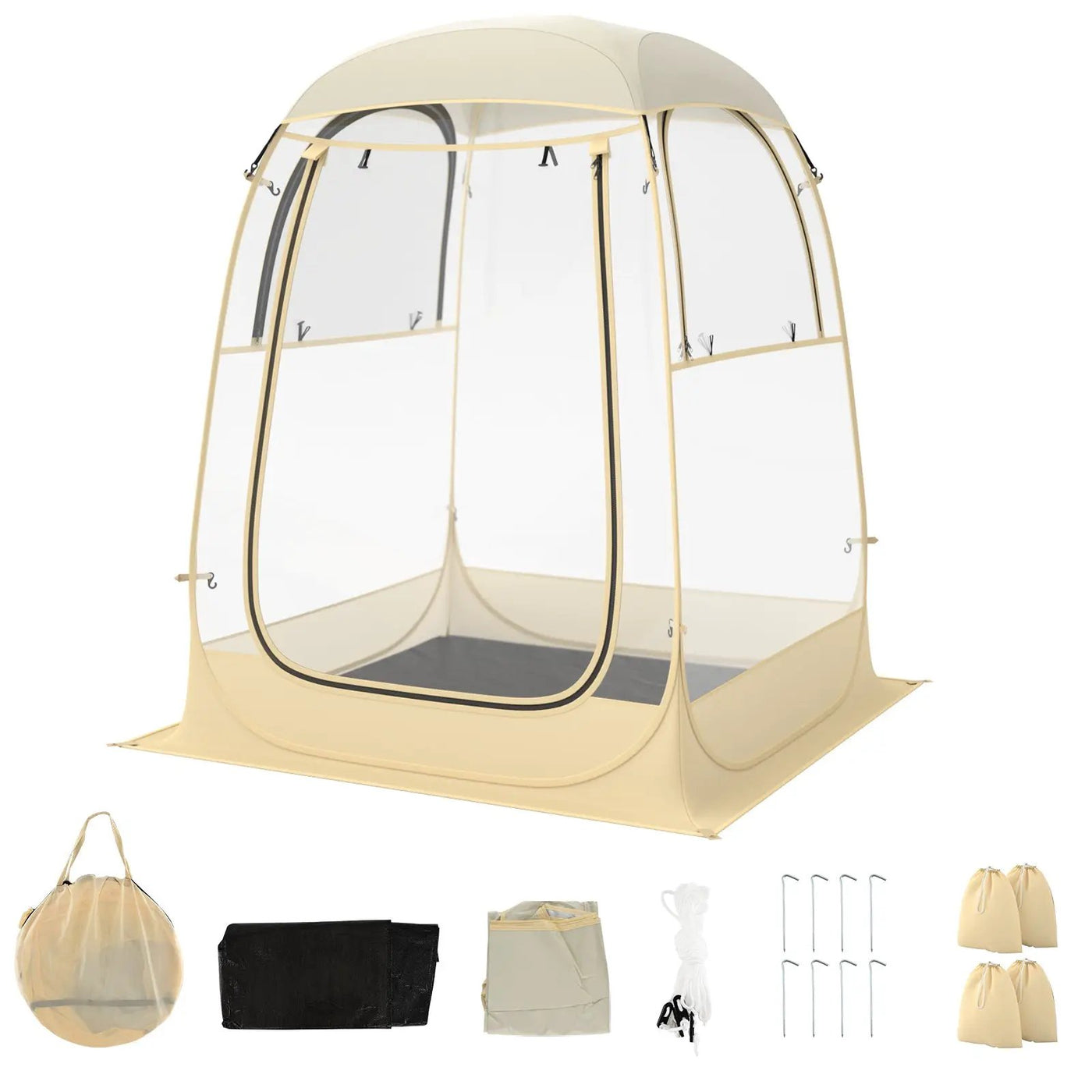 Instant Pop up Sports Tent with Carrying Bag and Floor Mat for 1-2/5-6 People by DirectDeals