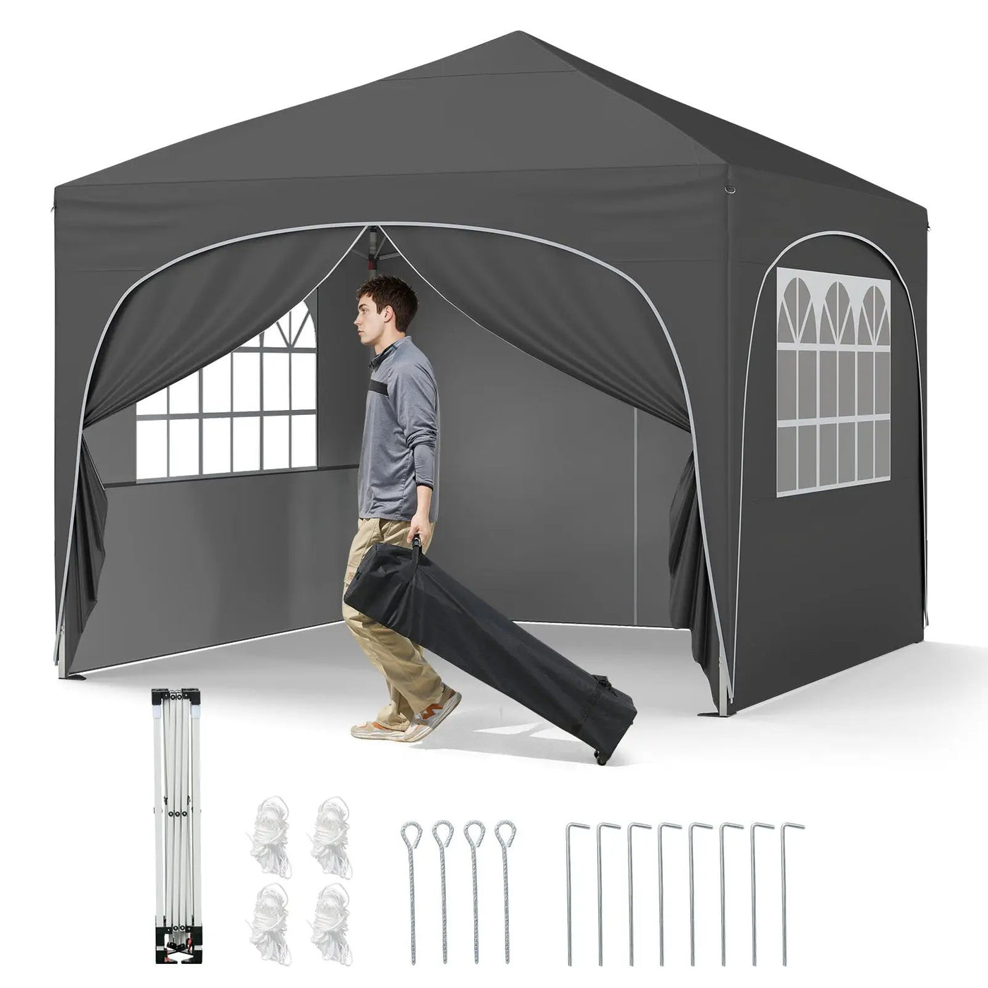 10 X 10 FT Pop up Canopy Tent with 4 Removable Sidewall by DirectDeals