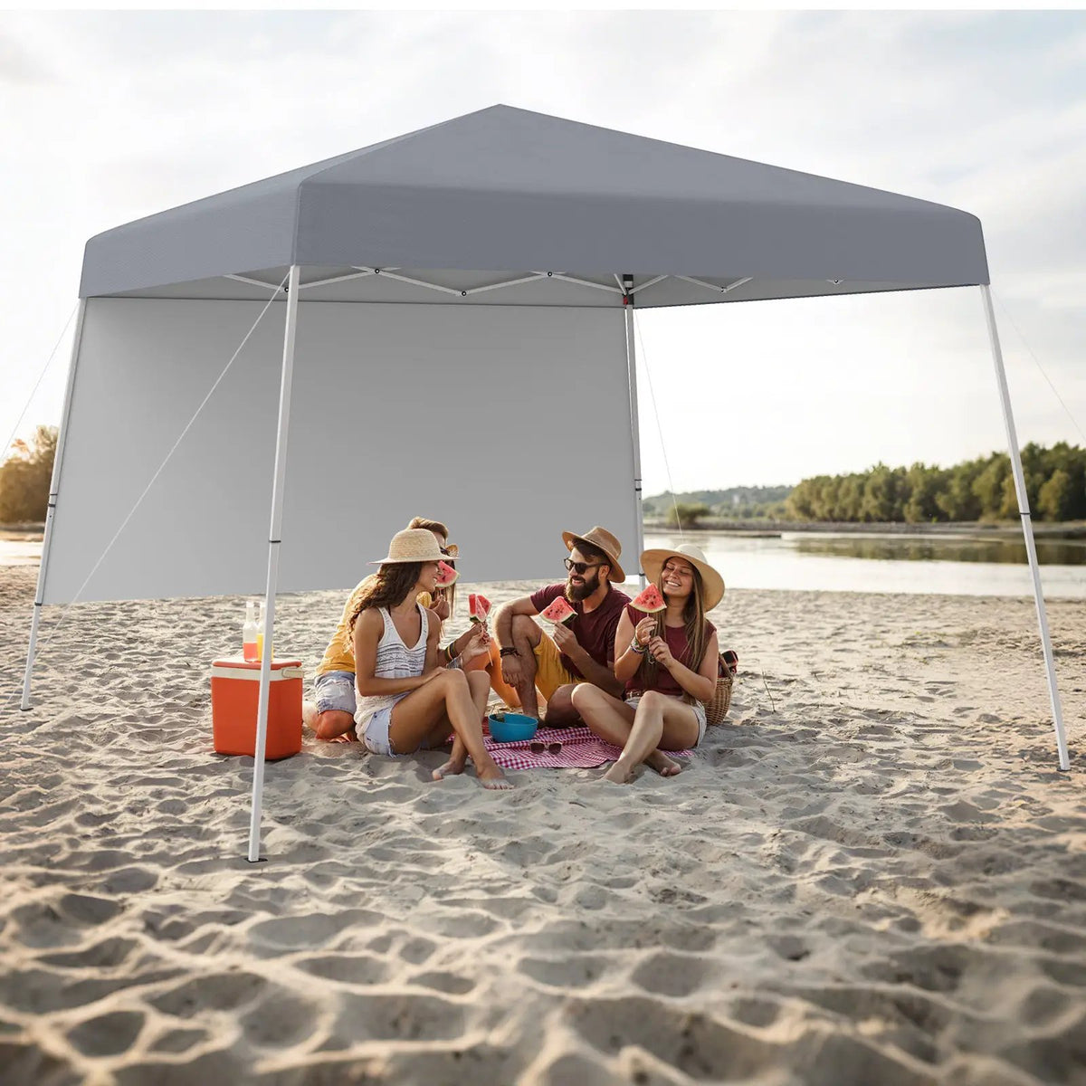 8 X 8 Feet Pop up Canopy Tent with 1 Sidewall and Portable Backpack by DirectDeals