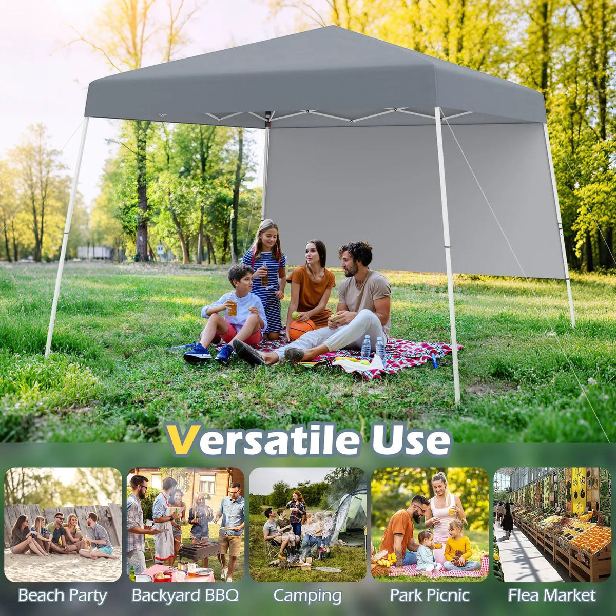 8 X 8 Feet Pop up Canopy Tent with 1 Sidewall and Portable Backpack by DirectDeals