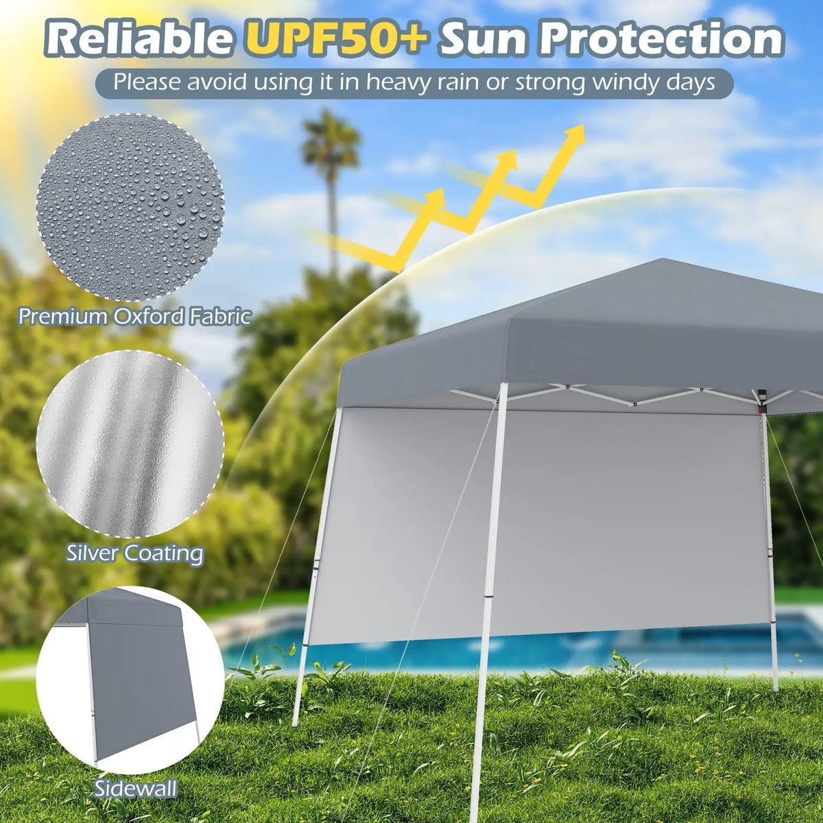 8 X 8 Feet Pop up Canopy Tent with 1 Sidewall and Portable Backpack by DirectDeals