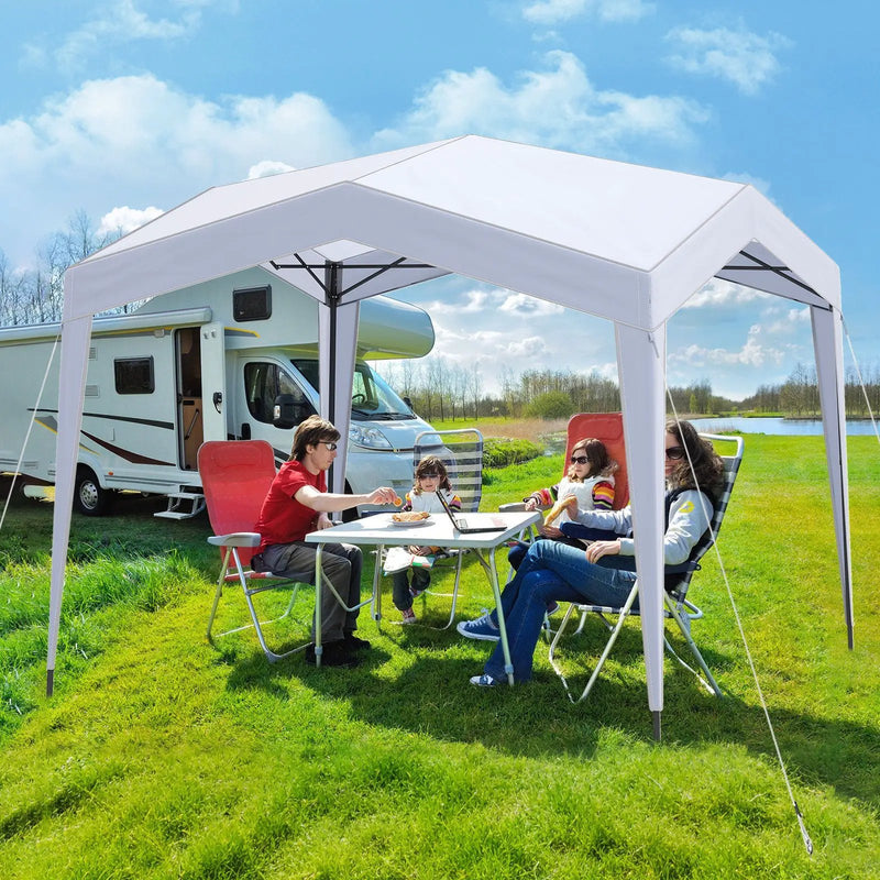 Pop up Canopy Tent with Portable Wheeled Bag 8 Stakes 4 Wind Ropes-White by DirectDeals