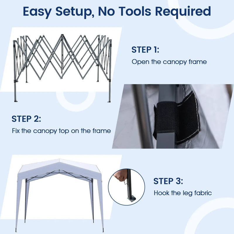 Pop up Canopy Tent with Portable Wheeled Bag 8 Stakes 4 Wind Ropes-White by DirectDeals