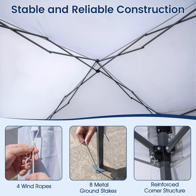 Pop up Canopy Tent with Portable Wheeled Bag 8 Stakes 4 Wind Ropes-White by DirectDeals