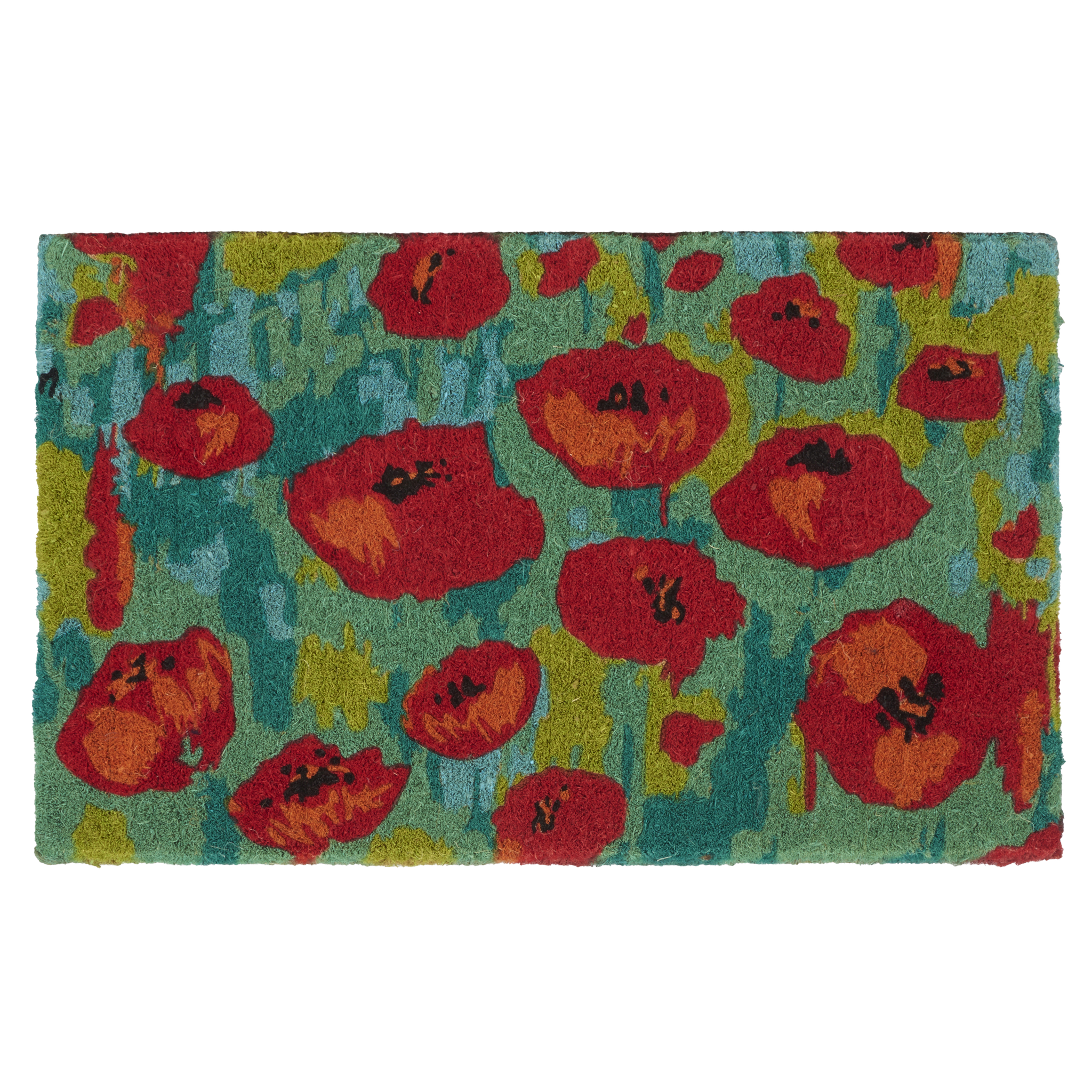 Field of Poppies - Red Multi Coir Doormat by Fab Habitat