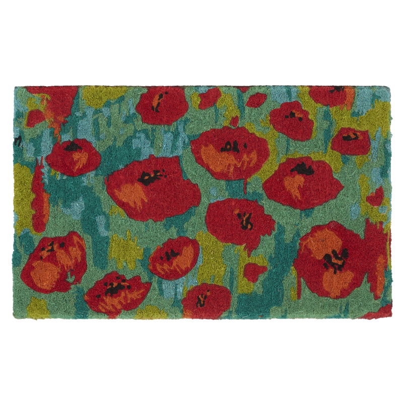 Field of Poppies - Red Multi Coir Doormat by Fab Habitat