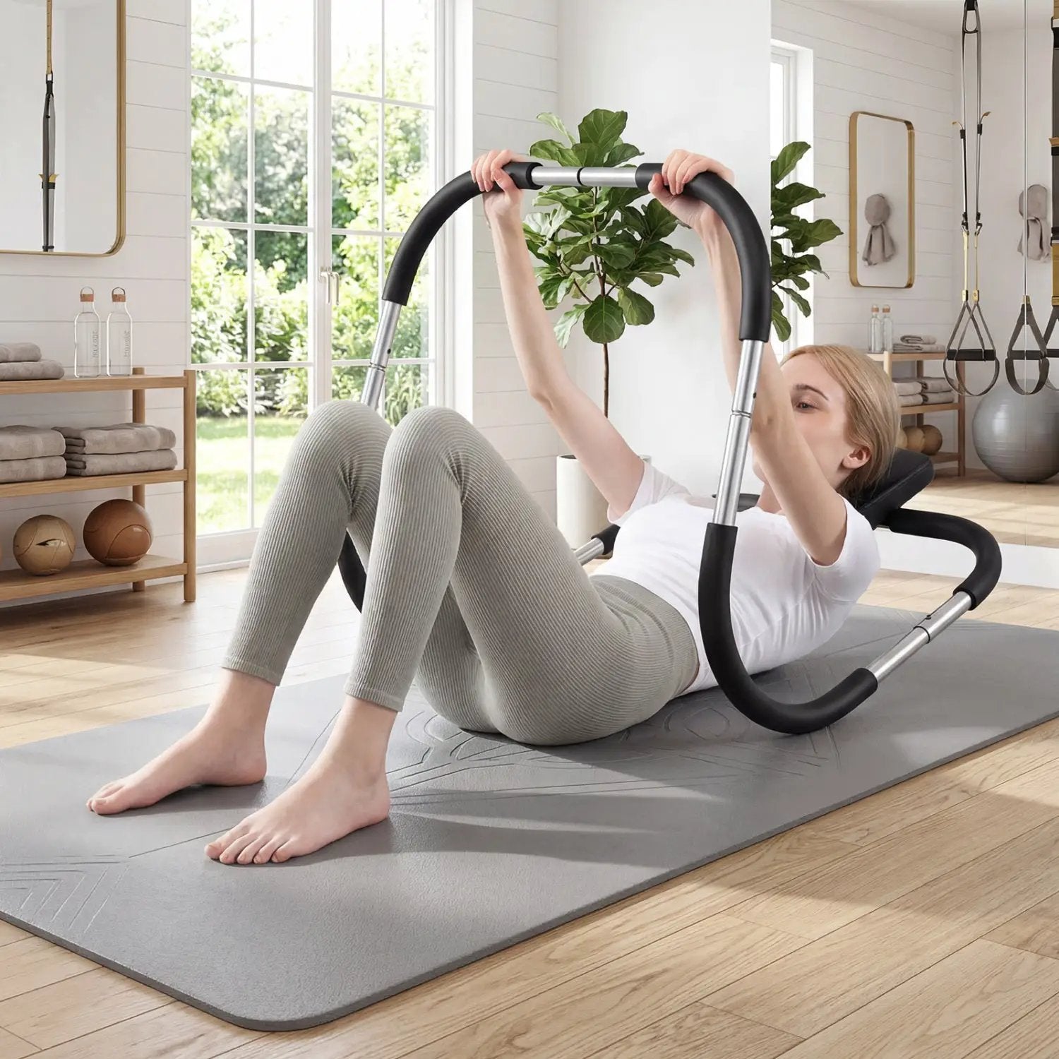 Portable AB Trainer with Headrest and Foam Handles by DirectDeals