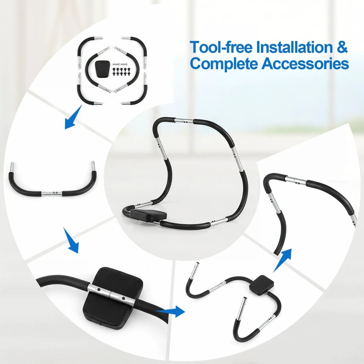 Portable AB Trainer with Headrest and Foam Handles by DirectDeals