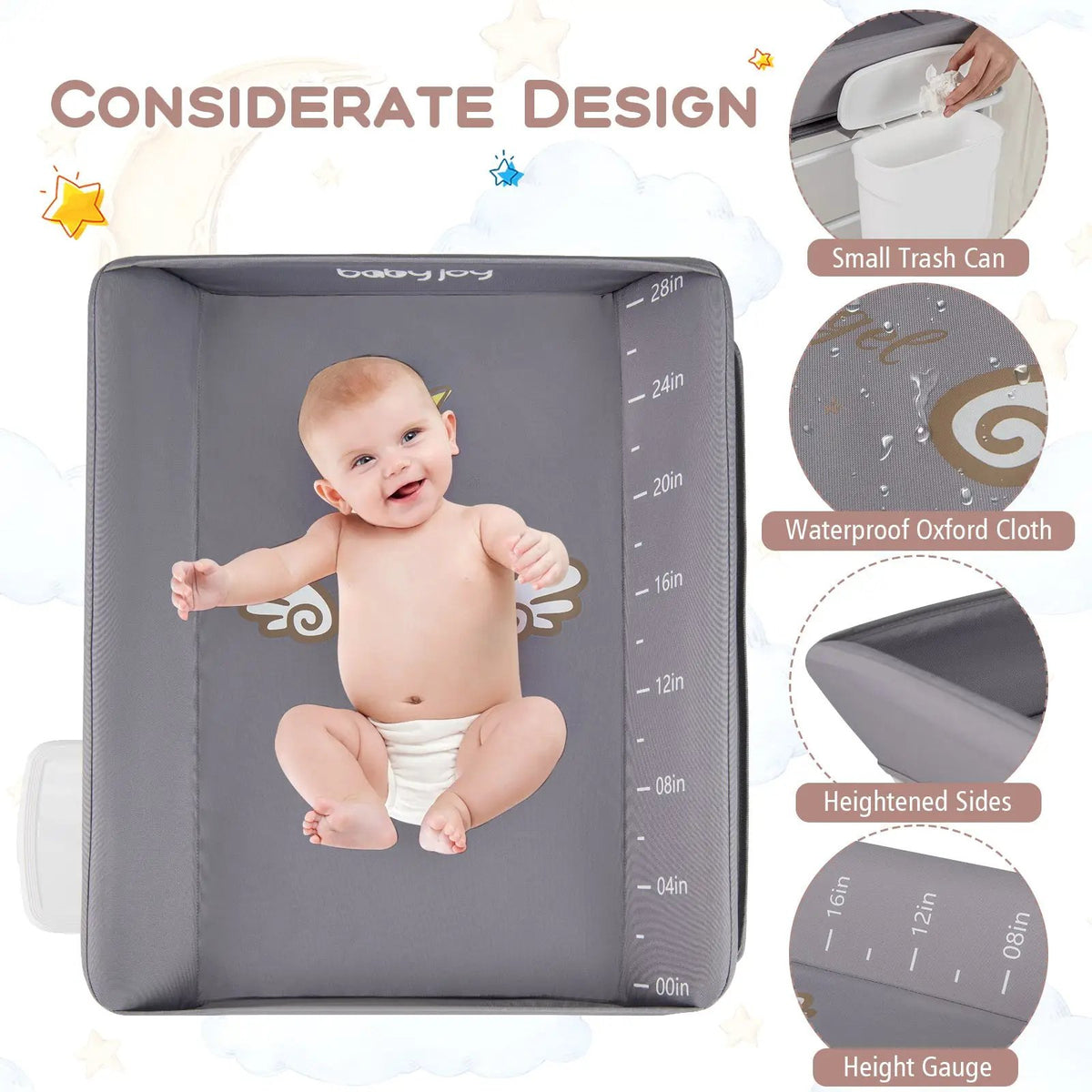 Portable Baby Changing Table with 3-Level Adjustable Height by DirectDeals