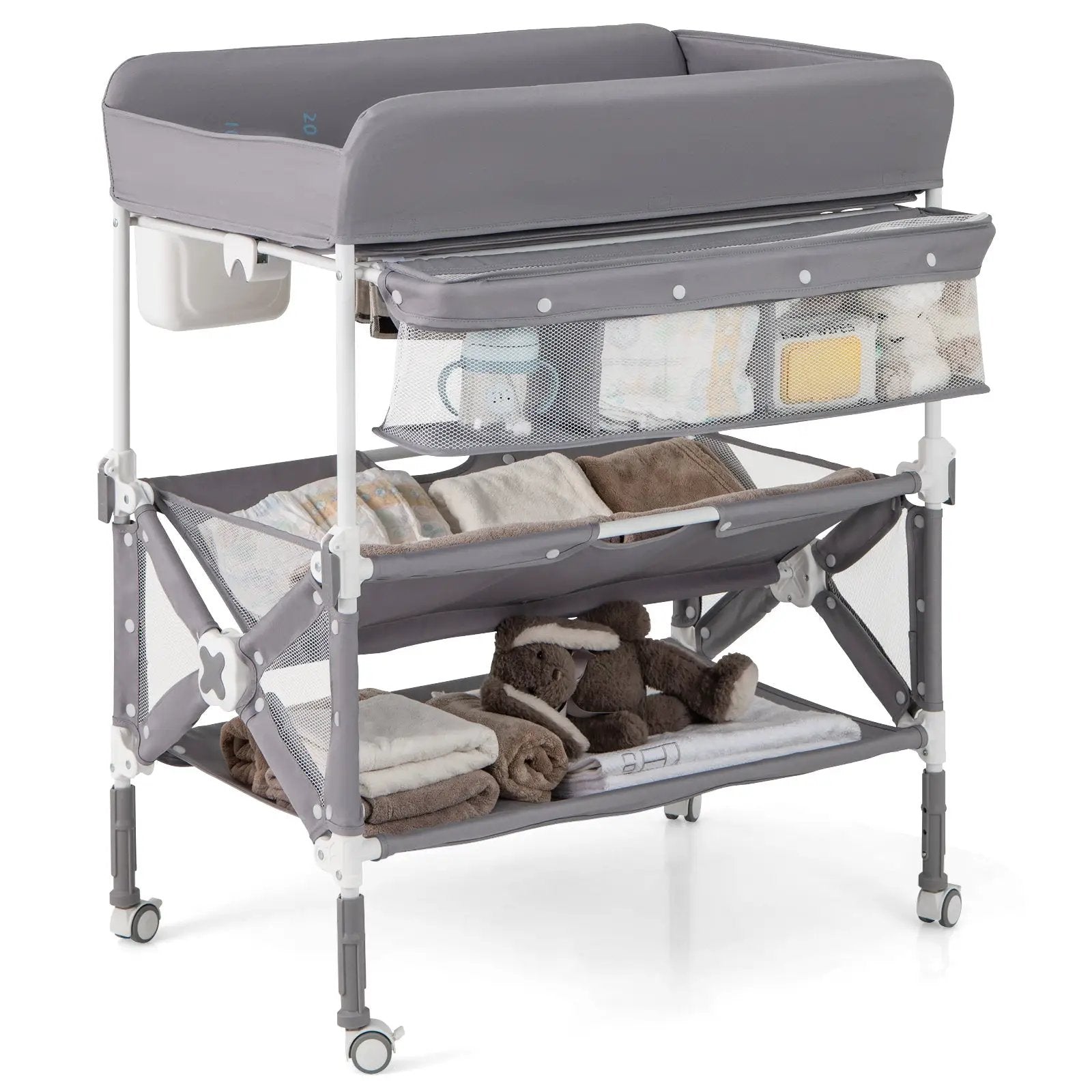 Portable Baby Changing Table with Wheels and Large Storage Rack by DirectDeals