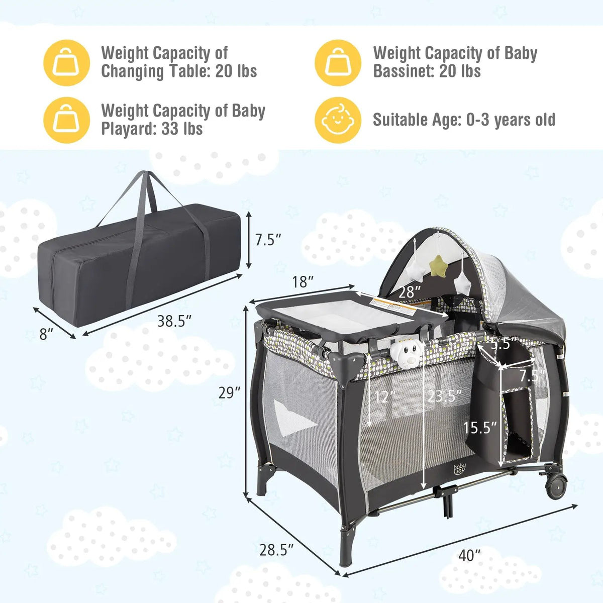 Portable Baby Nursery Center 4-in-1 Portable Travel Crib by DirectDeals