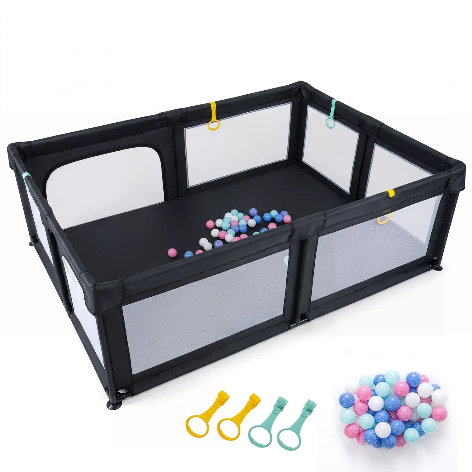 Baby Playpen with 50 Ocean Balls and Breathable Mesh by DirectDeals