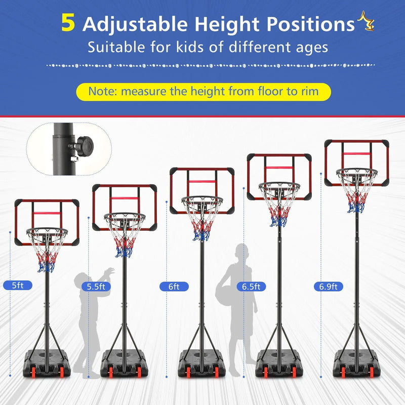 Basketball Hoop Stand 5 Feet-6.8 Feet Height Adjustable by DirectDeals