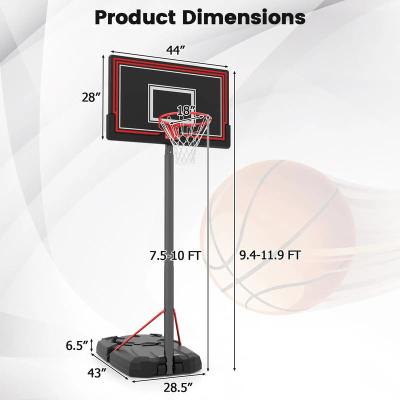 Portable Basketball Hoop with 7.5-10 FT Height Adjustable by DirectDeals