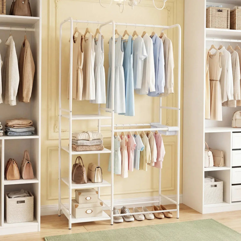 Portable Closet with Pants Hangers and 2 Hanging Rods and 4 Storage Shelves by DirectDeals