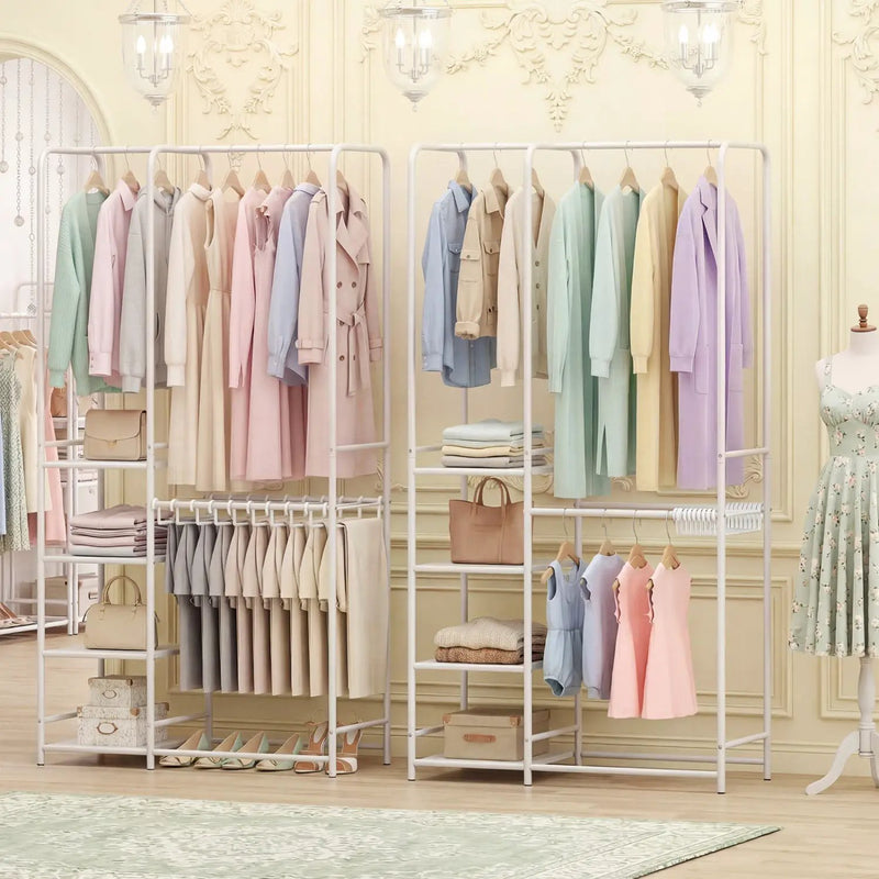 Portable Closet with Pants Hangers and 2 Hanging Rods and 4 Storage Shelves by DirectDeals
